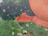 a painting of a dog and a cat in the grass