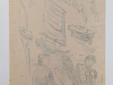 a drawing of a man and a woman sitting on a bench