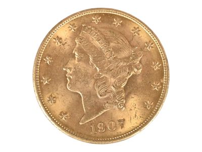 Pièce de 20 U.S dollars en or jaune, 1907. Petites usures. - Photo 1