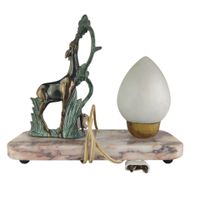 Lampe art déco à décor de biche sur socle marbre