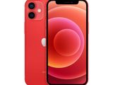 the red iphone 12 is shown next to a white background