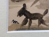 a picture of a painting of a man and a dog