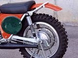 a motorcycle that is parked on the side of the street