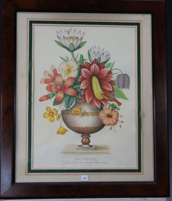 peinture représentant un vase contenant des fleurs, accrochée au mur