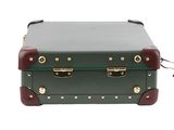 an image of a green and brown suitcase on a white background