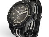 the watch is black and white with black numbers on it