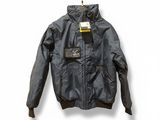 jacket with hood and zippers on a hanger on a white background