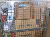 a cart with boxes on it in a warehouse