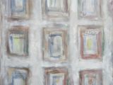 une image représentant une peinture composée de carrés de différentes couleurs sur un mur blanc