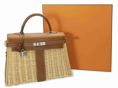 HERMES PICNIC KELLY 35 Osier et cuir Barenia, finitions en m…