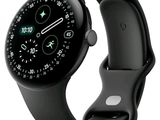 une image représentant une montre connectée avec un bracelet noir sur fond blanc