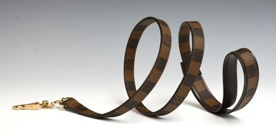 louis vuitton monograme leather dog leash with gold hardware