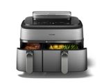 un gros plan sur une friteuse à air chaud remplie d'aliments