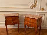 pair of antique french bedside tables with marble tops