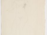a drawing of a nude woman in a white dress on a piece of paper