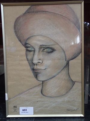 dessin représentant une femme portant un turban sur la tête