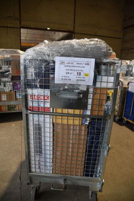 a cart that has a lot of boxes in it