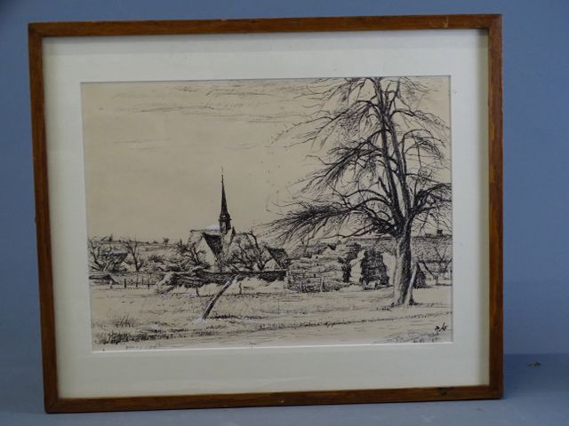 André Eugène BURIE (1894 - 1973) « Egleny ». Encre sur papier. No...
