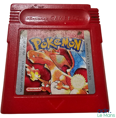 Jeu Nintendo Game Boy avec un boîtier rouge et un Pokémon sur le devant