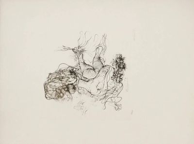 une image représentant un dessin en noir et blanc d'un dragon sur un rocher