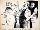a drawing of a man and a woman talking to each other