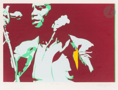 an image of a painting of a man with a microphone