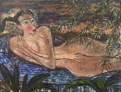 Ecole du XXe siècle Jeune femme nue allongée Huile sur toile…