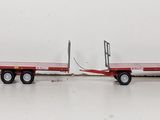 a red and white train car on a white surface