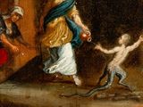 painting of a painting of a woman and a child in a cave