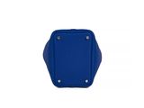 a close up of a blue luggage bag on a white background
