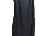 a black dress on a hanger on a white background