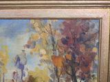 a picture of a painting of a man and a woman walking in the park