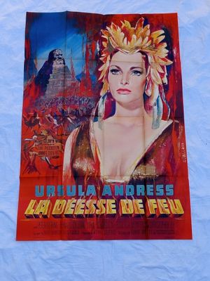 a poster of a woman in a red dress with a crown on her head