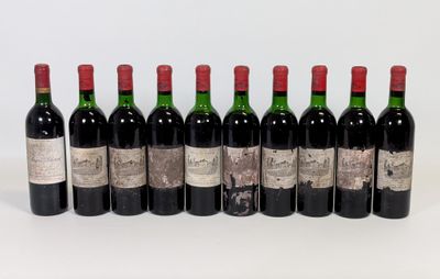 six bouteilles de vin sont alignées sur une surface blanche