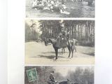 two pictures of people riding horses and a man on a horse
