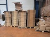 a large pile of boxes sitting on a pallet in a warehouse