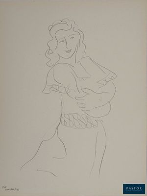 an image of a drawing of a woman in a dress