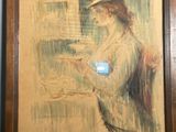 une image représentant un tableau d'une femme portant un chapeau de paille