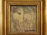 an image of a painting of two deer in a field of grass