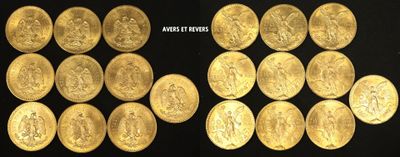 a close up of a bunch of gold coins sitting on top of a table