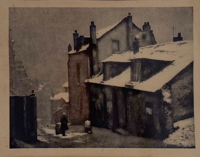 a picture of a picture of a street in the snow