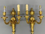 pair of antique brass wall sconces with candle holders