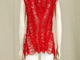 an image of a mannequin wearing a red top on a stand