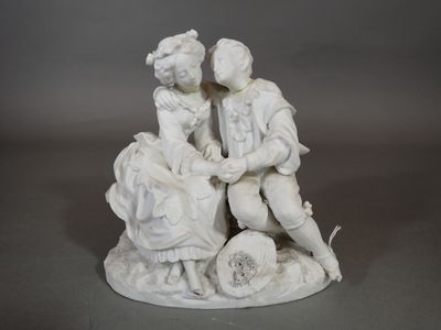 SEVRES, dans la goût de, Groupe en biscuit figurant un coupl…