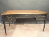 an image of a desk with drawers and a wooden top