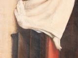 a painting of a woman with a white scarf on her head