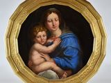 une image d'un tableau représentant une femme tenant un enfant dans ses bras