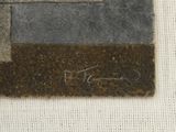 a close up of a piece of fabric with a picture of a building on it