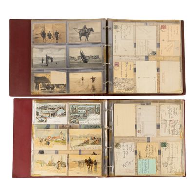 two open books with pictures of horses and people on them