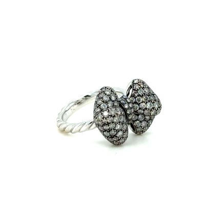 sterling silver ring with black and white diamonds